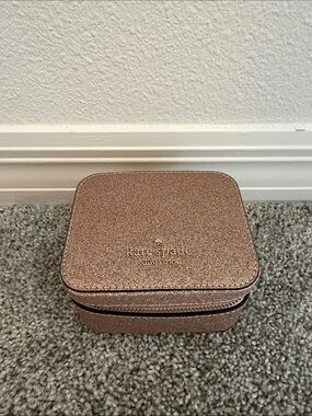 kate spade rose gold glitter jewelry travel case